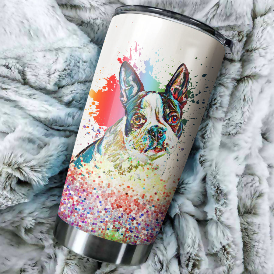 Boston Terrier Art Color Tumbler Cup