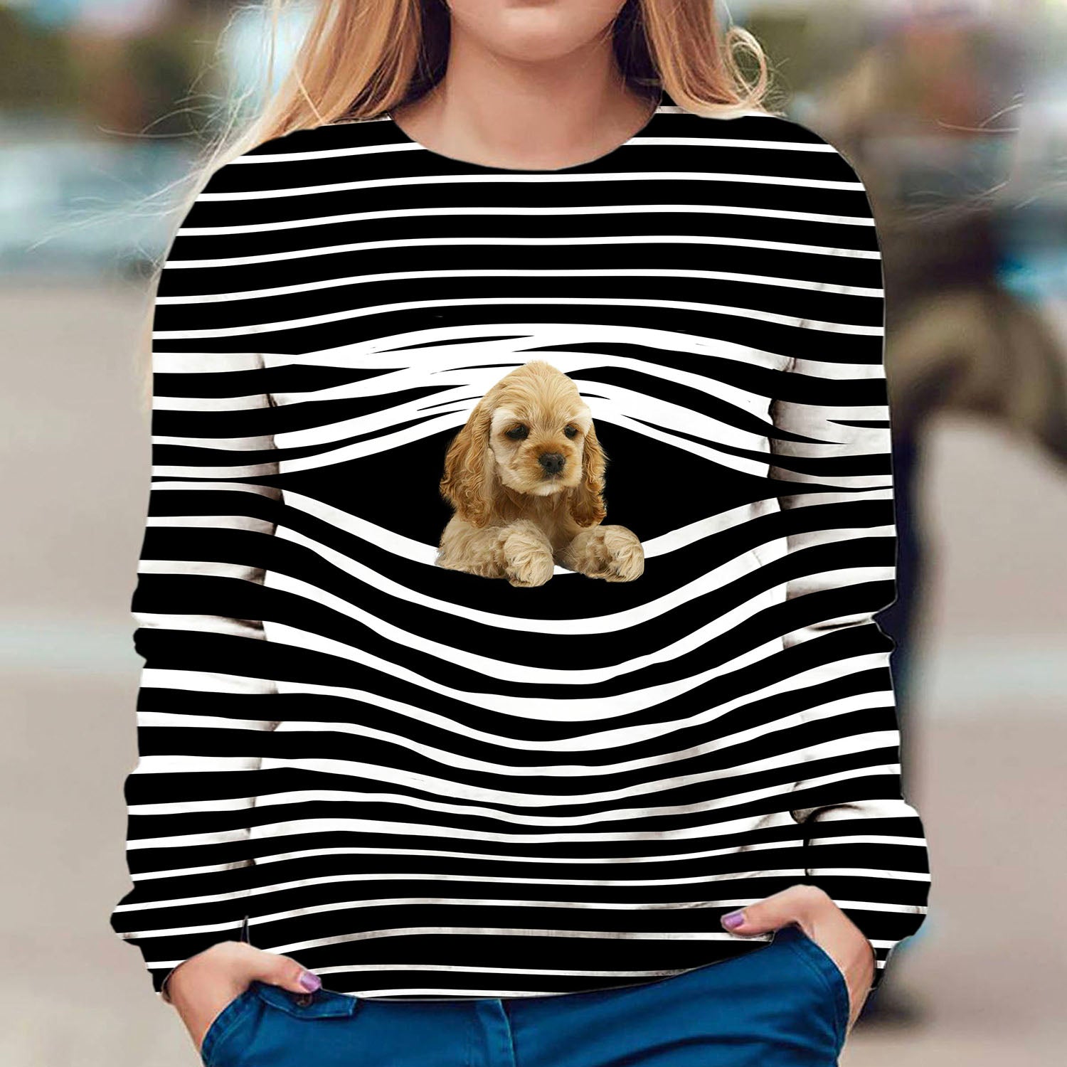 Buff Cocker Spaniel - Stripe - Premium Sweater