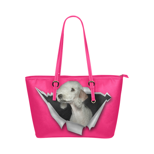 Bedlington Terrier Leather Tote Bag