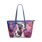 Boston Terrier Leather Tote Bag