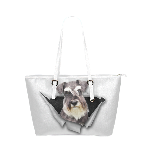 Schnauzer Leather Tote Bag