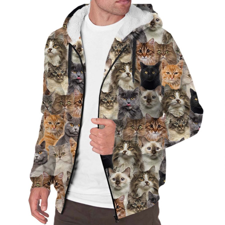 Cat Full Face Fleece Hoodie