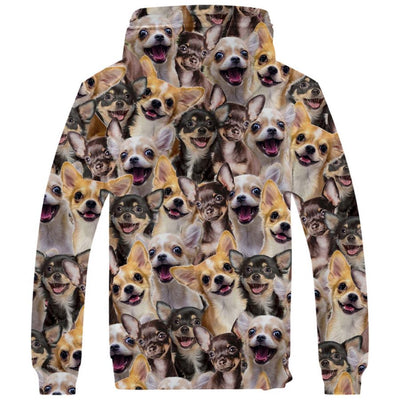 Chihuahua Full Face Fleece Hoodie