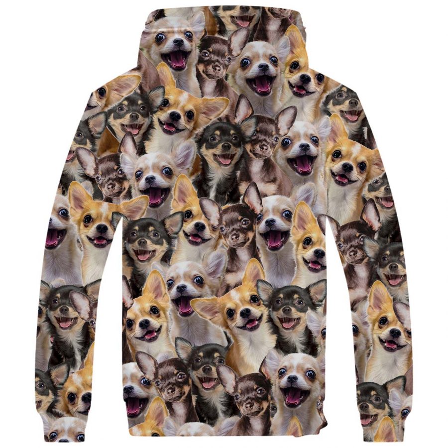 Chihuahua Full Face Fleece Hoodie