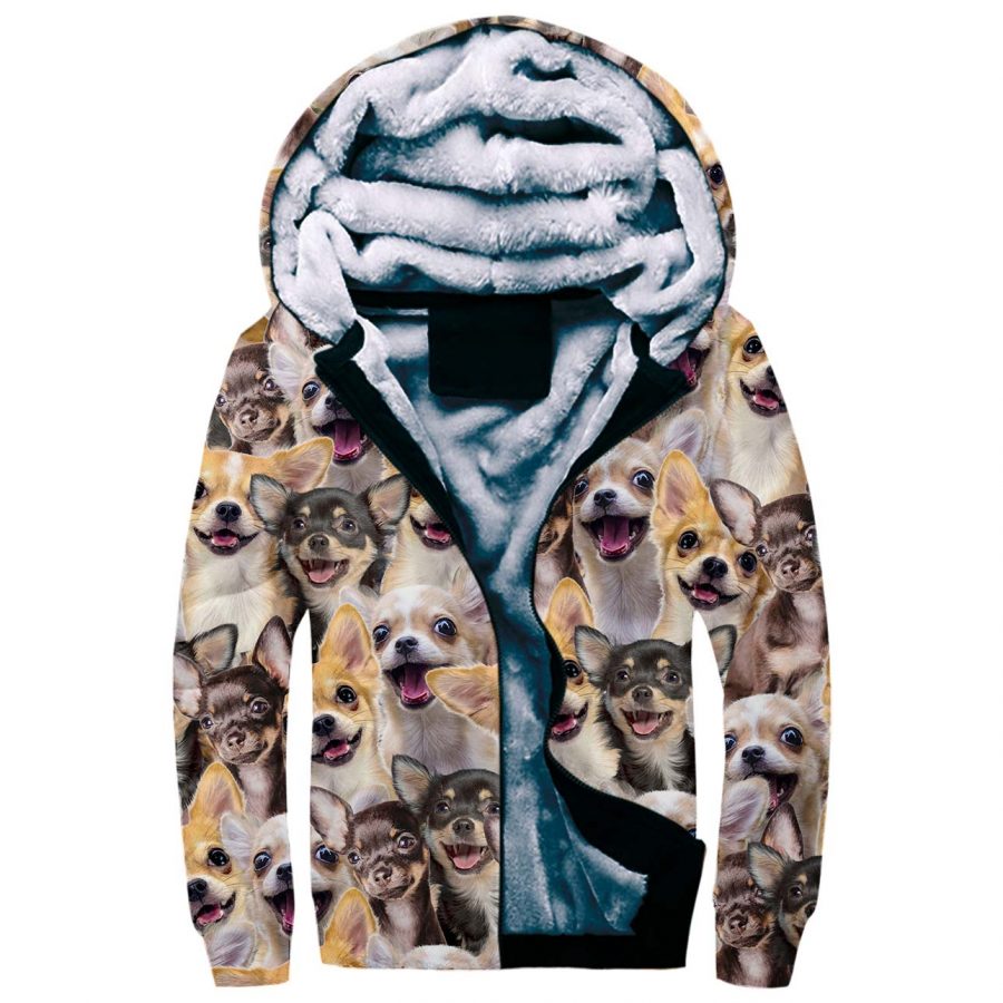 Chihuahua Full Face Fleece Hoodie