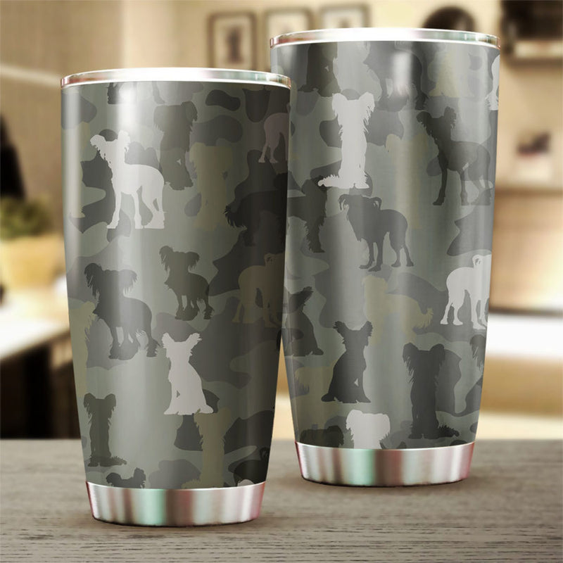 Chinese Crested Dog Camo Tumbler Cup