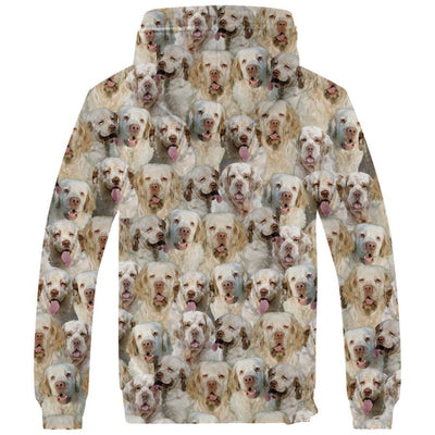 Clumber Spaniel Full Face Fleece Hoodie