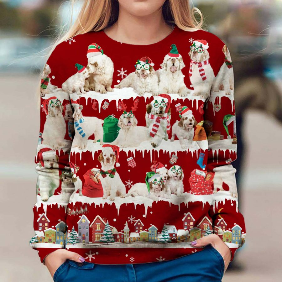 Clumber Spaniel - Snow Christmas - Premium Sweater