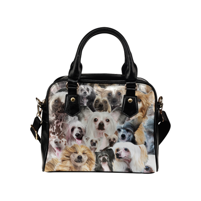 Chinese Crested Face Shoulder Handbag