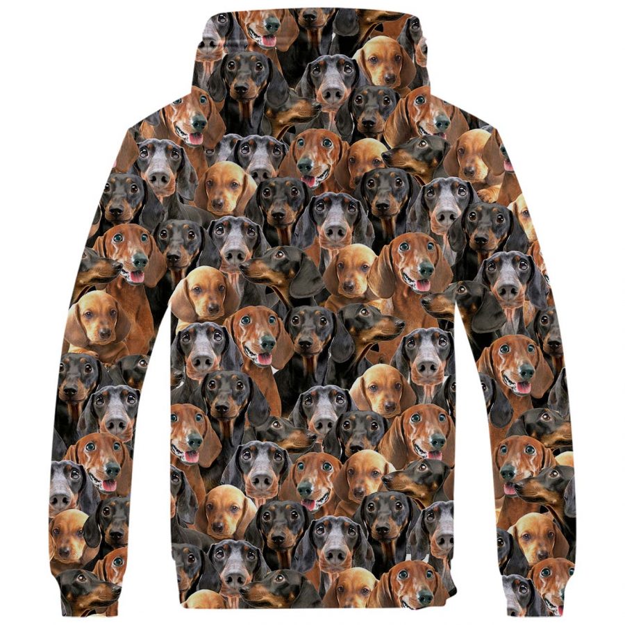 Dachshund Full Face Fleece Hoodie