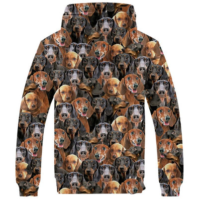 Dachshund Full Face Fleece Hoodie