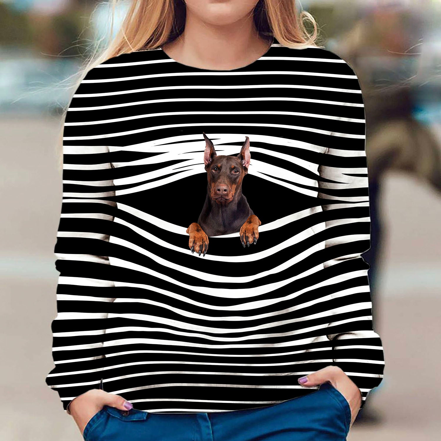 Doberman - Stripe - Premium Sweater