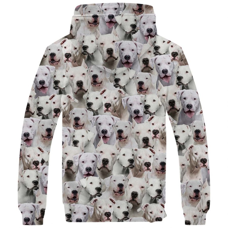 Dogo Argentino Full Face Fleece Hoodie