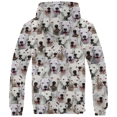 Dogo Argentino Full Face Fleece Hoodie
