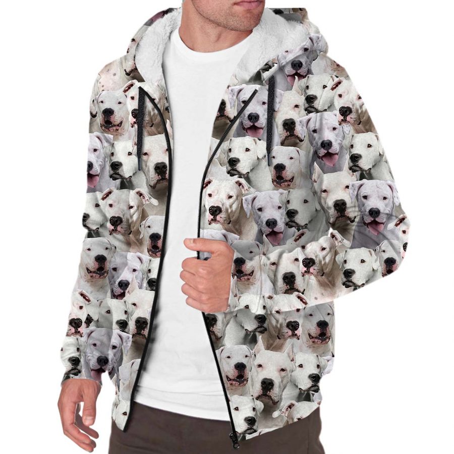Dogo Argentino Full Face Fleece Hoodie