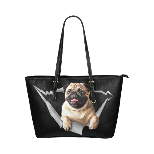 Pug Leather Tote Bag