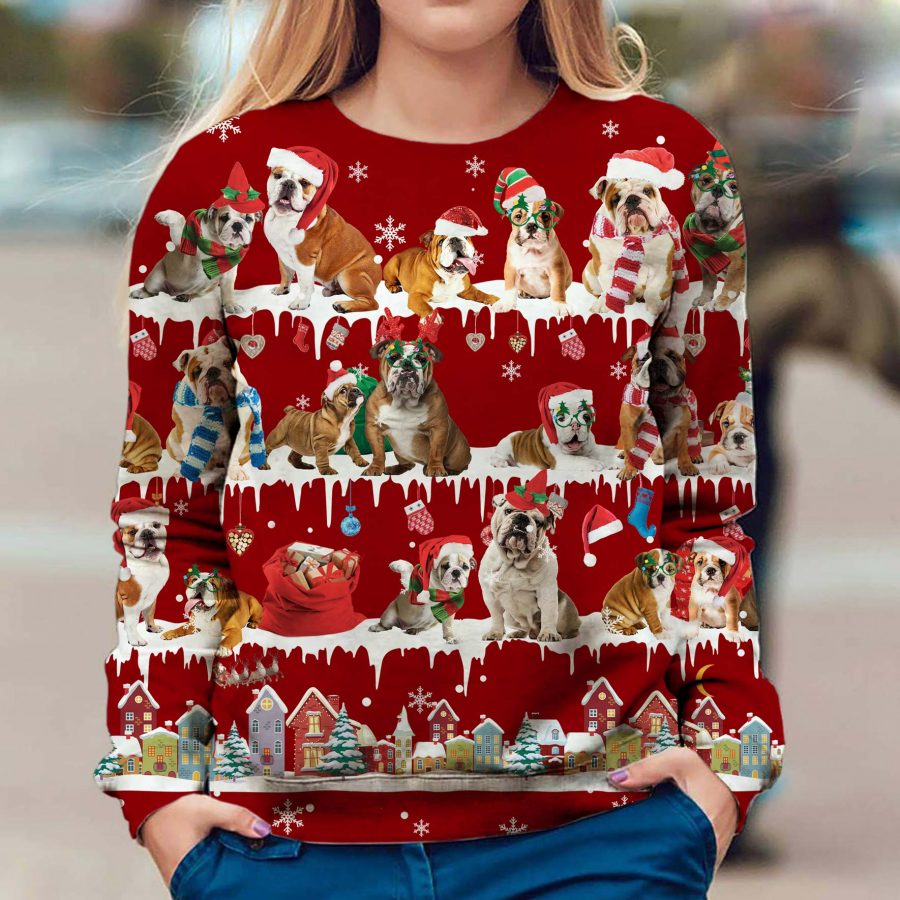 English Bulldog - Snow Christmas - Premium Sweater