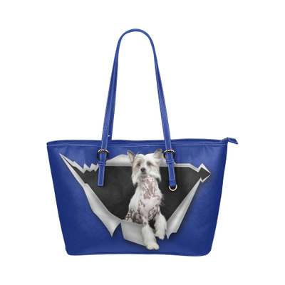 Chinese Crested Leather Tote Bag