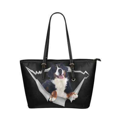 Bernese Mountain Leather Tote Bag