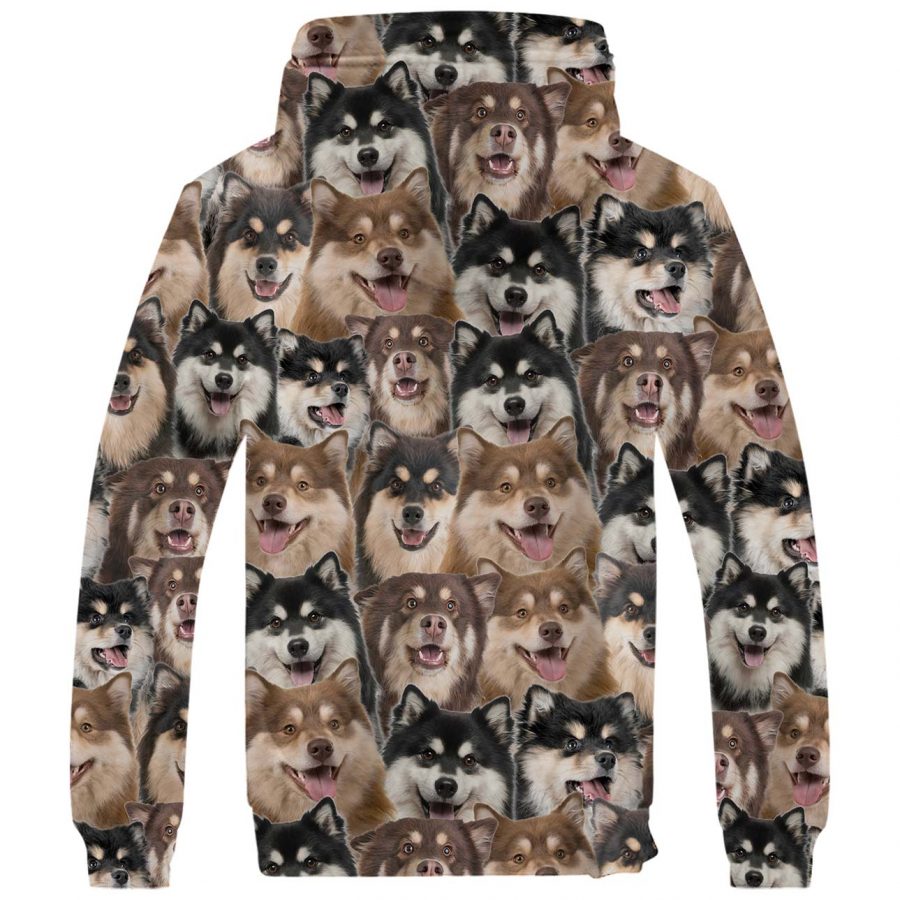 Finnish Lapphund Full Face Fleece Hoodie