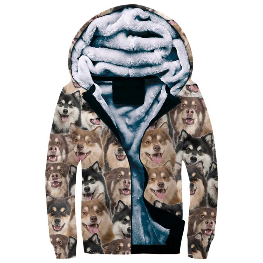 Finnish Lapphund Full Face Fleece Hoodie