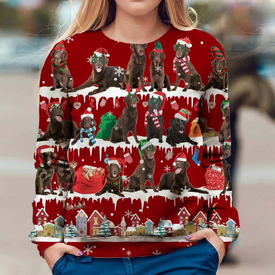 Flat Coated Retriever - Snow Christmas - Premium Sweater