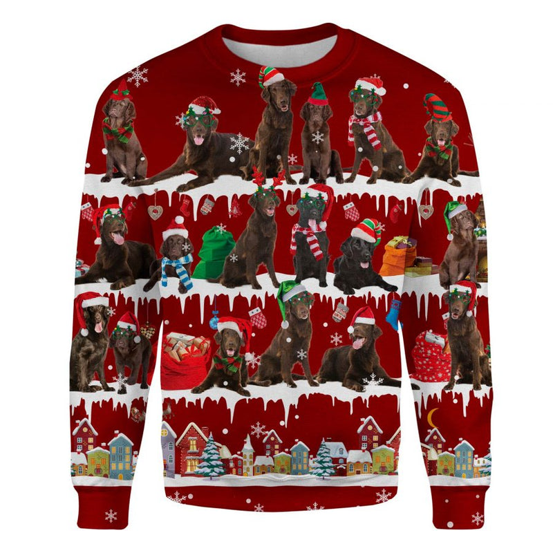 Flat Coated Retriever - Snow Christmas - Premium Sweater