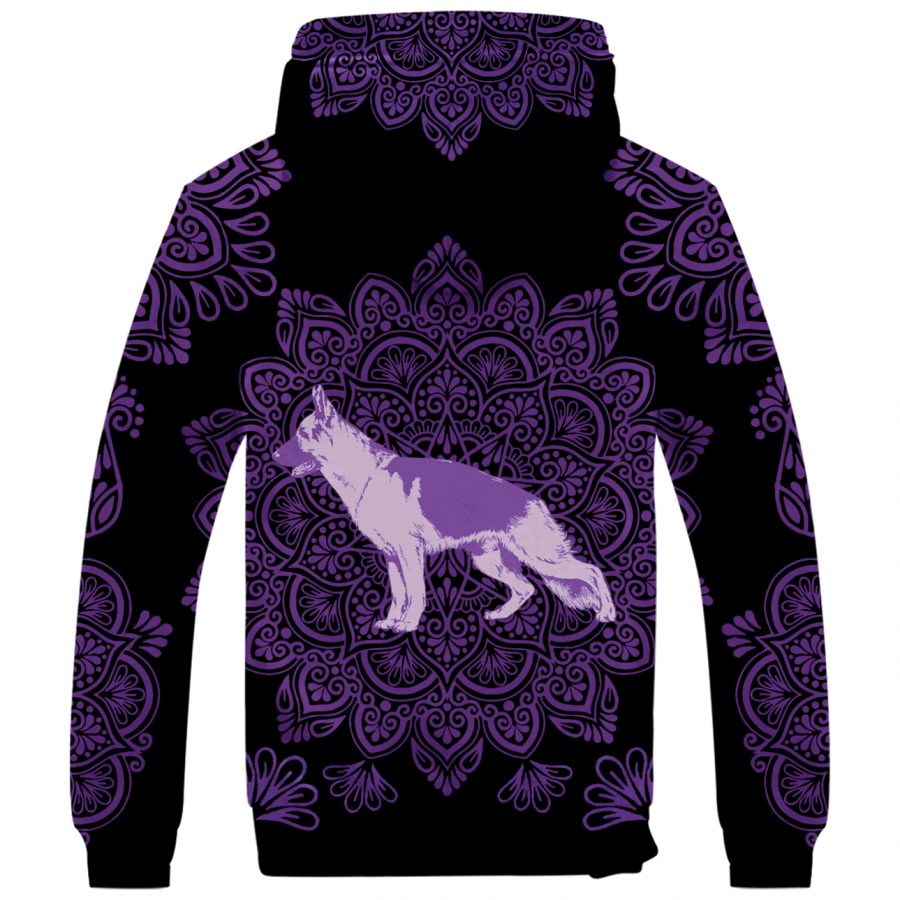 German Shepherd Mandala Fleece Hoodie