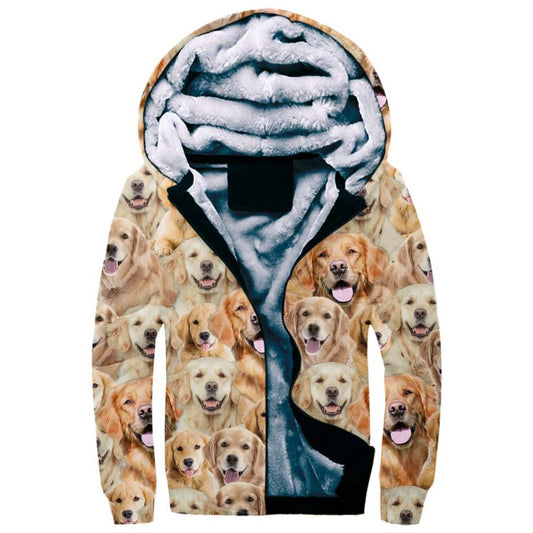 Golden Retriever Full Face Fleece Hoodie