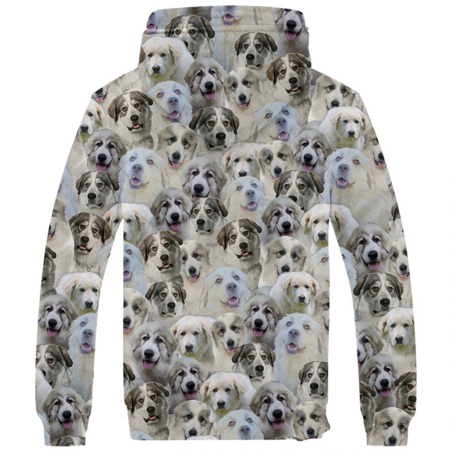 Great Pyrenees Full Face Fleece Hoodie