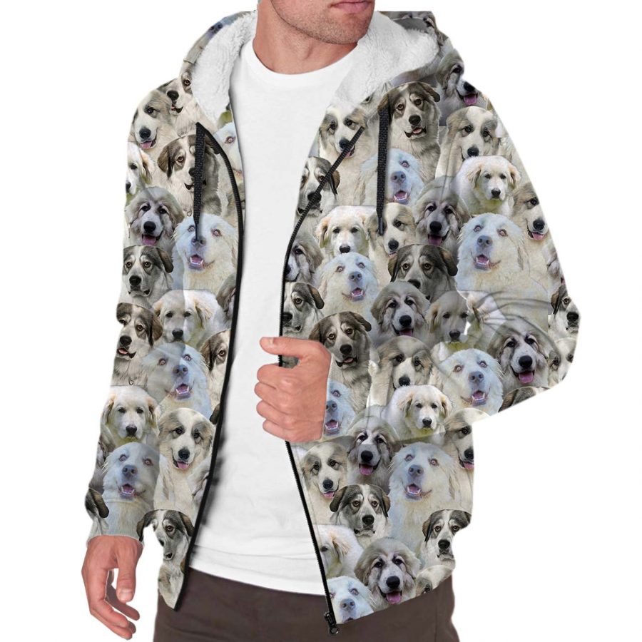 Great Pyrenees Full Face Fleece Hoodie