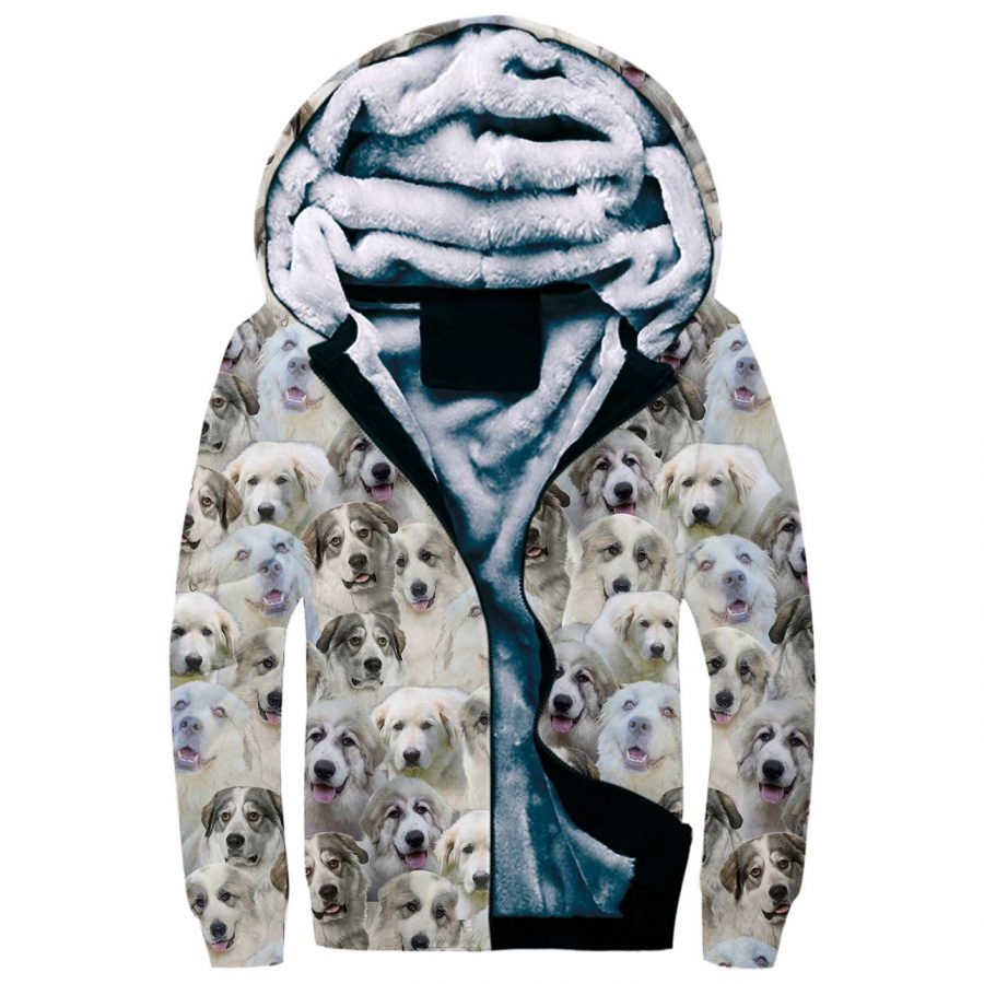 Great Pyrenees Full Face Fleece Hoodie