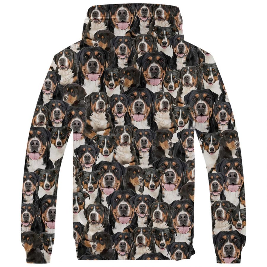 Greater Swiss Mountain Dog Full Face Fleece Hoodie