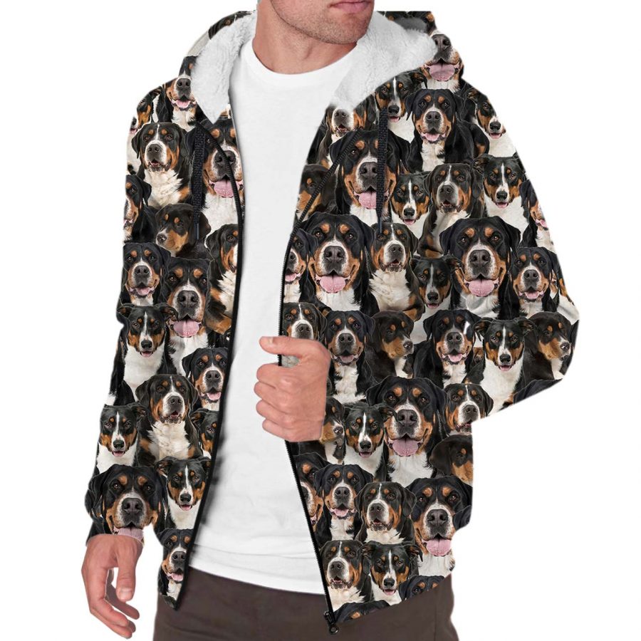 Greater Swiss Mountain Dog Full Face Fleece Hoodie