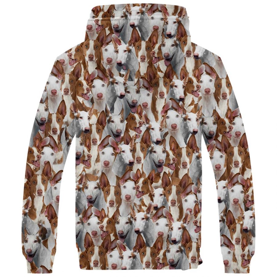 Ibizan Hound Full Face Fleece Hoodie