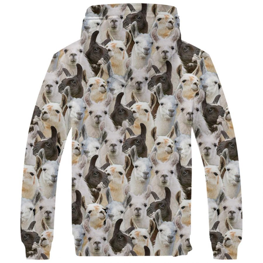 Llama Full Face Fleece Hoodie