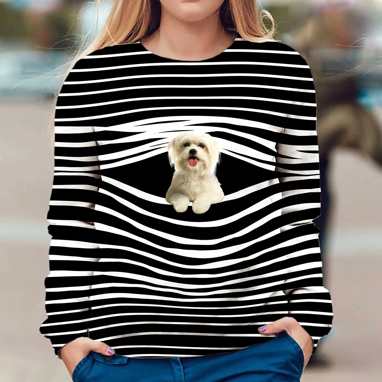 Maltese - Stripe - Premium Sweater