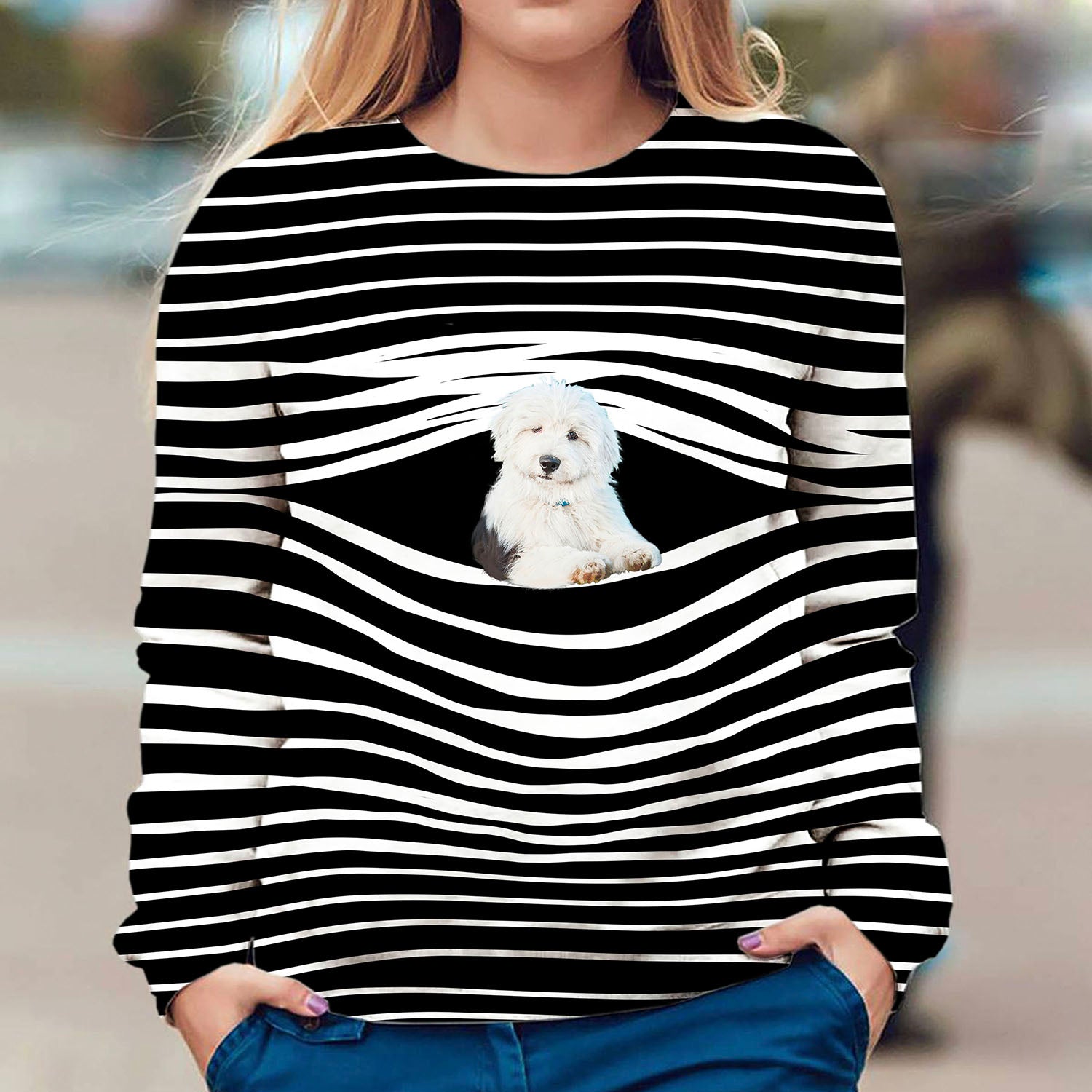 Old English Sheepdog - Stripe - Premium Sweater