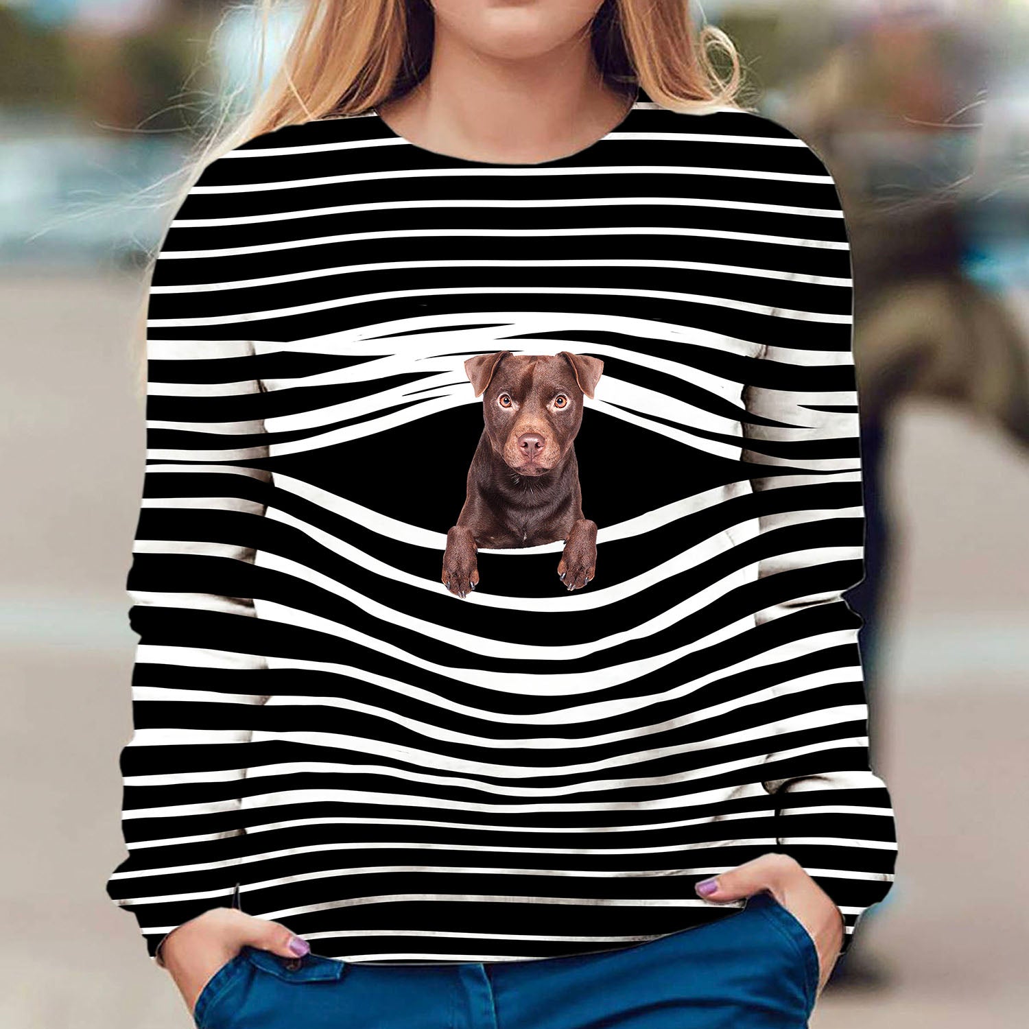 Patterdale Terrier - Stripe - Premium Sweater