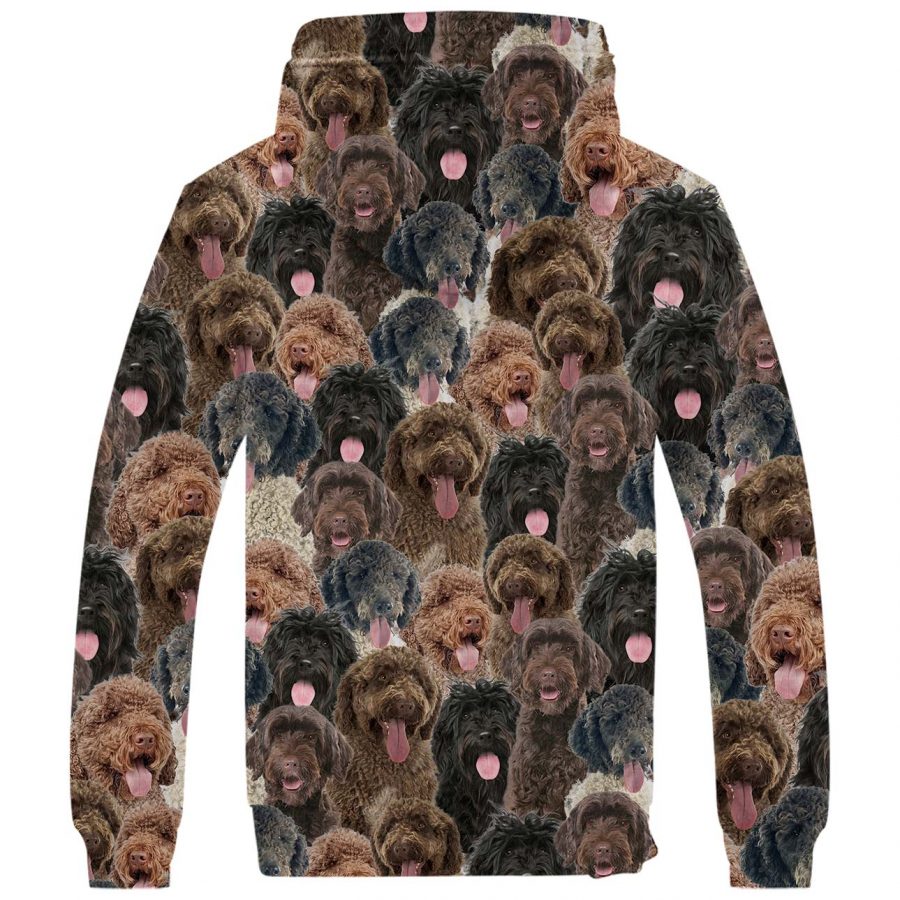 Portuguese Water Dog Full Face Fleece Hoodie