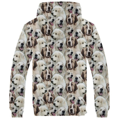 Pyrenean Mastiff Full Face Fleece Hoodie