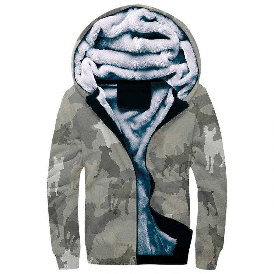 Rat Terrier Camo Fleece Hoodie