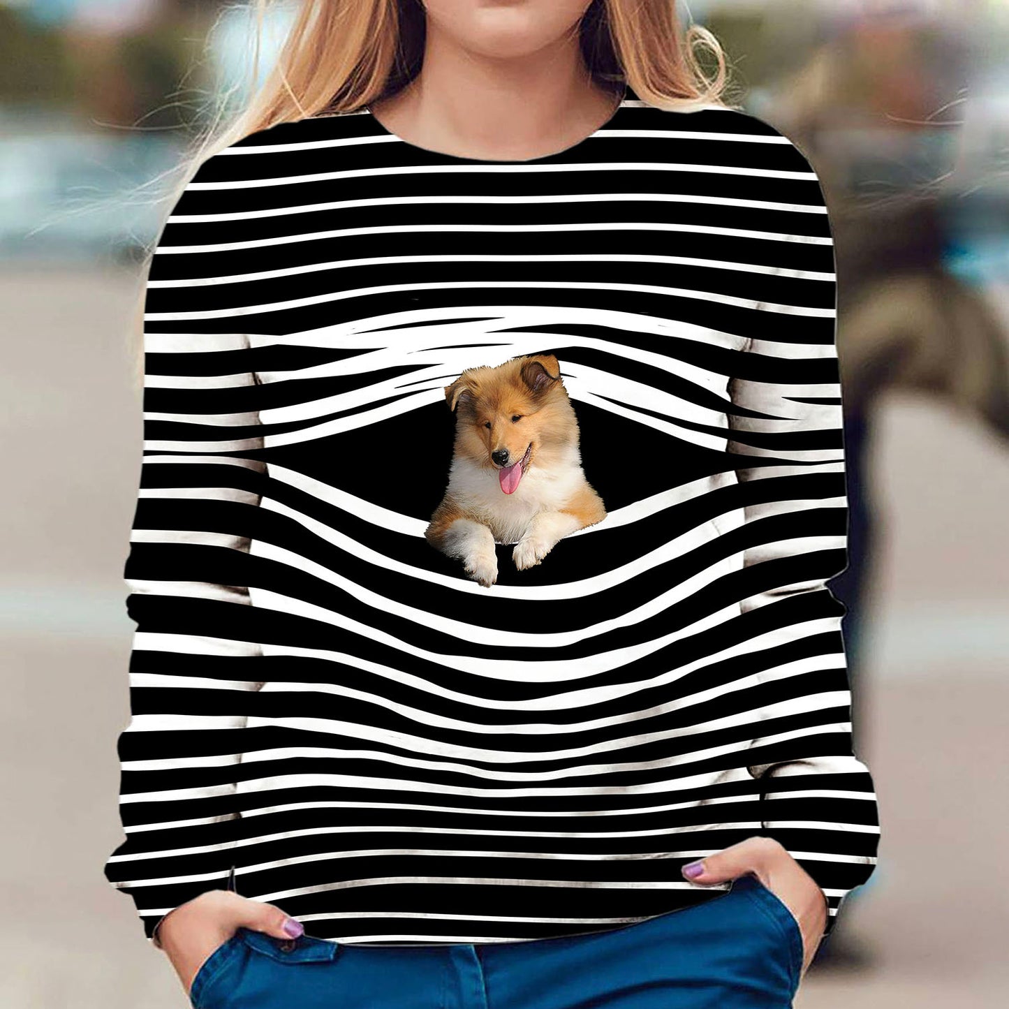 Rough Collie - Stripe - Premium Sweater