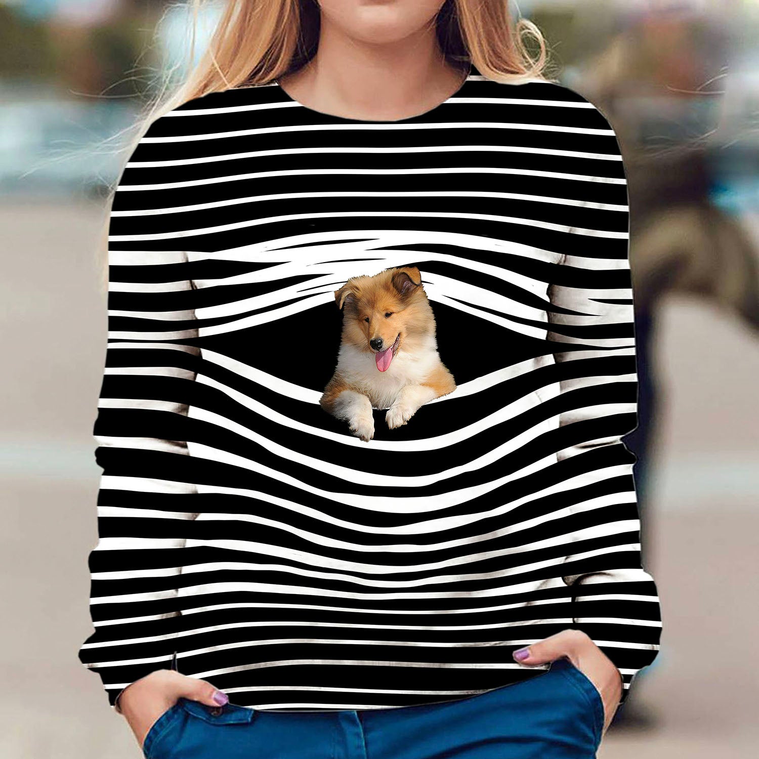 Rough Collie - Stripe - Premium Sweater