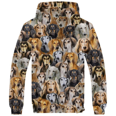 Saluki Full Face Fleece Hoodie