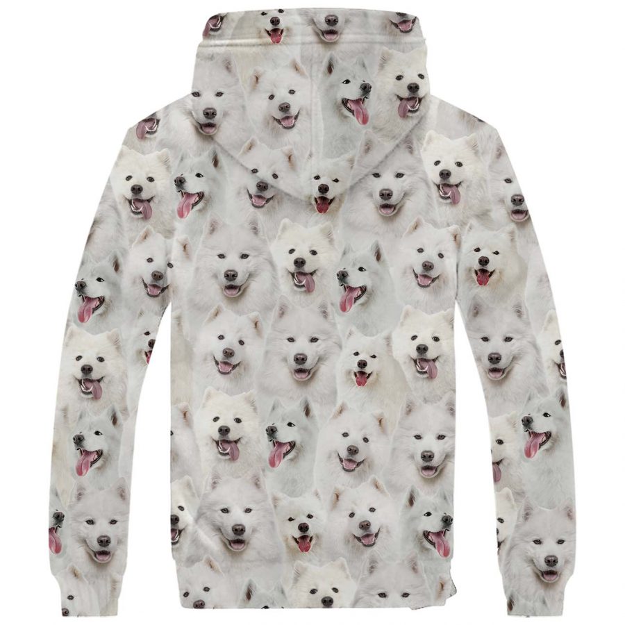 Samoyed Full Face Fleece Hoodie