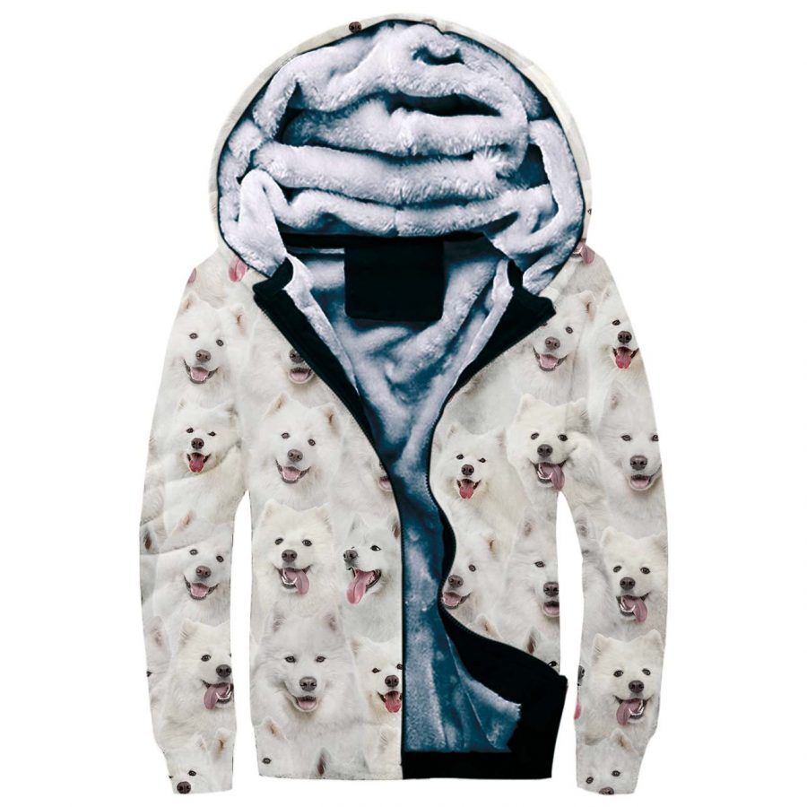 Samoyed Full Face Fleece Hoodie