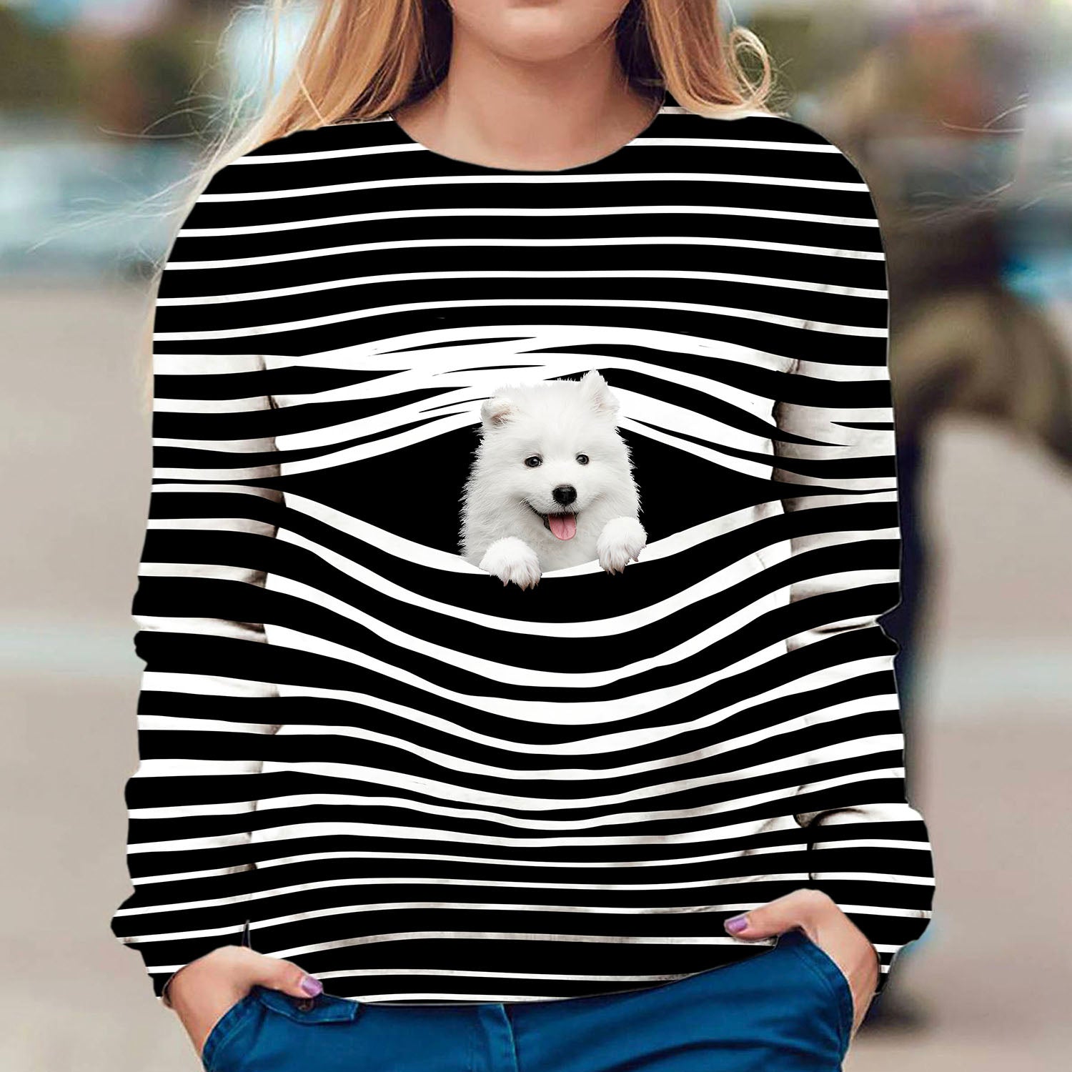 Samoyed - Stripe - Premium Sweater