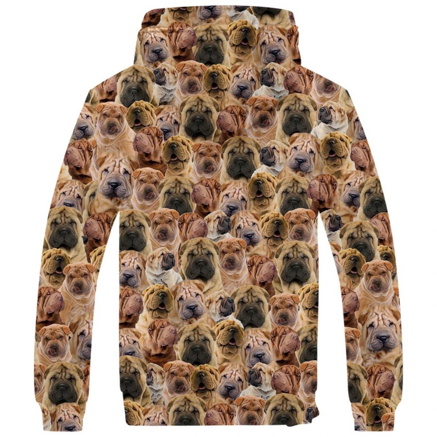 Shar Pei Full Face Fleece Hoodie