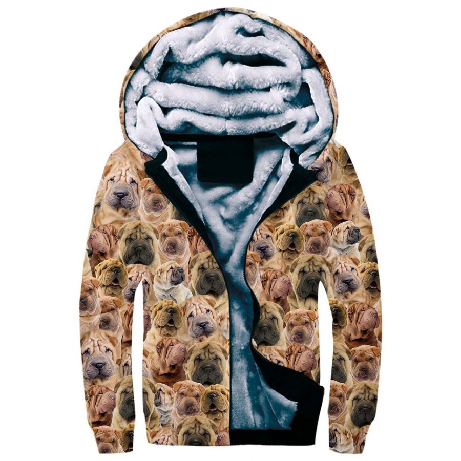 Shar Pei Full Face Fleece Hoodie